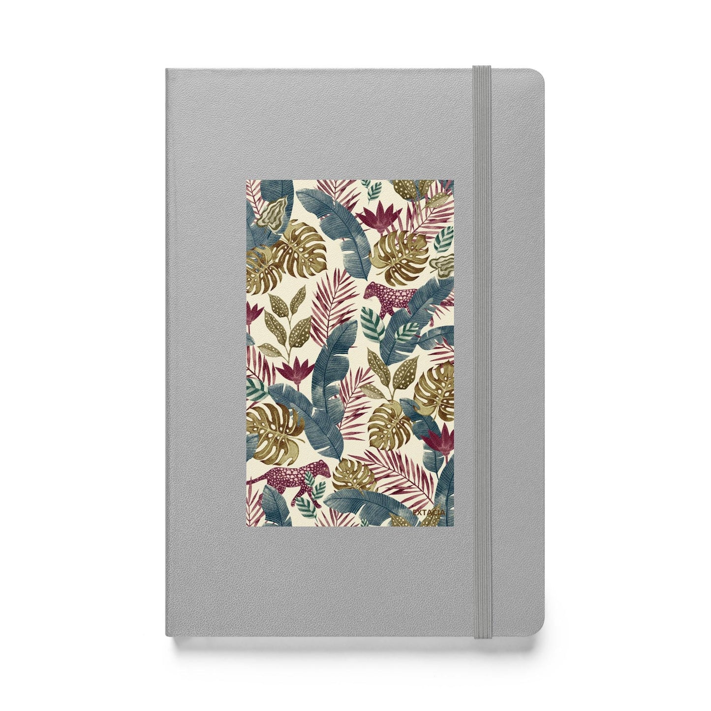 Carnet à couverture rigide vue de face, design minimal - gris - Forêt Printanière