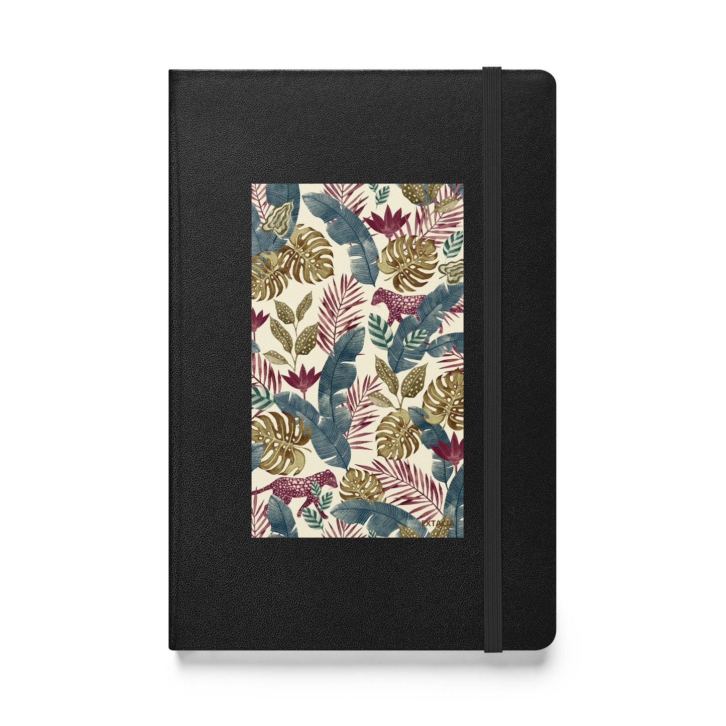 Carnet à couverture rigide vue de face, design minimal - noir - Forêt Printanière