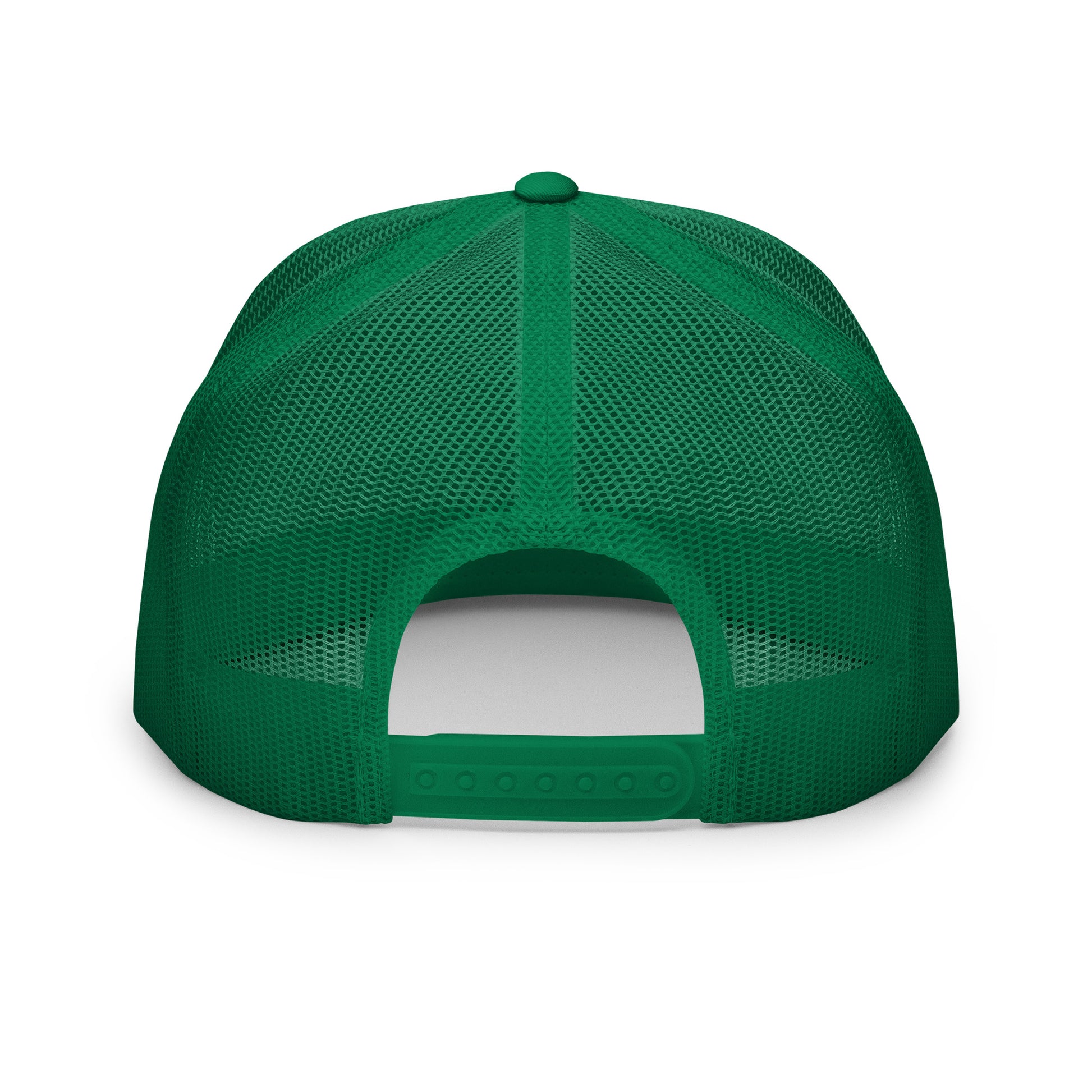 Casquette trucker  – vue de dos, réglage snapback - vert blanc vert motif brode coeur deja pris