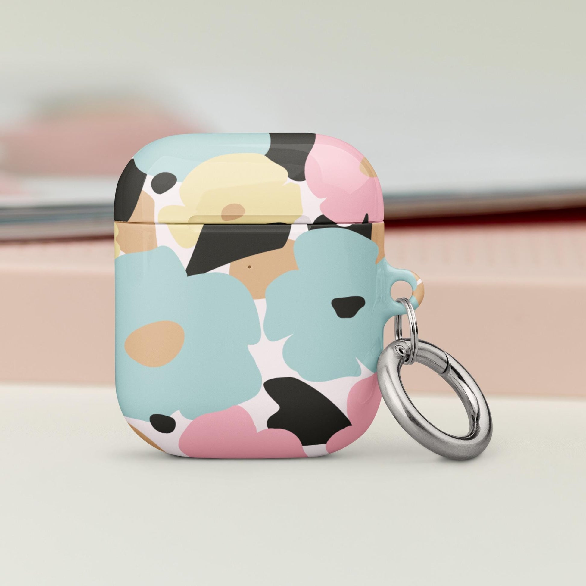 Coque AirPods résistante anti-choc & étanche – fleuri pastel nature minimaliste - Détail mousse amortisseur interne et angles renforcés – coque AirPods ExtaciaFrance
