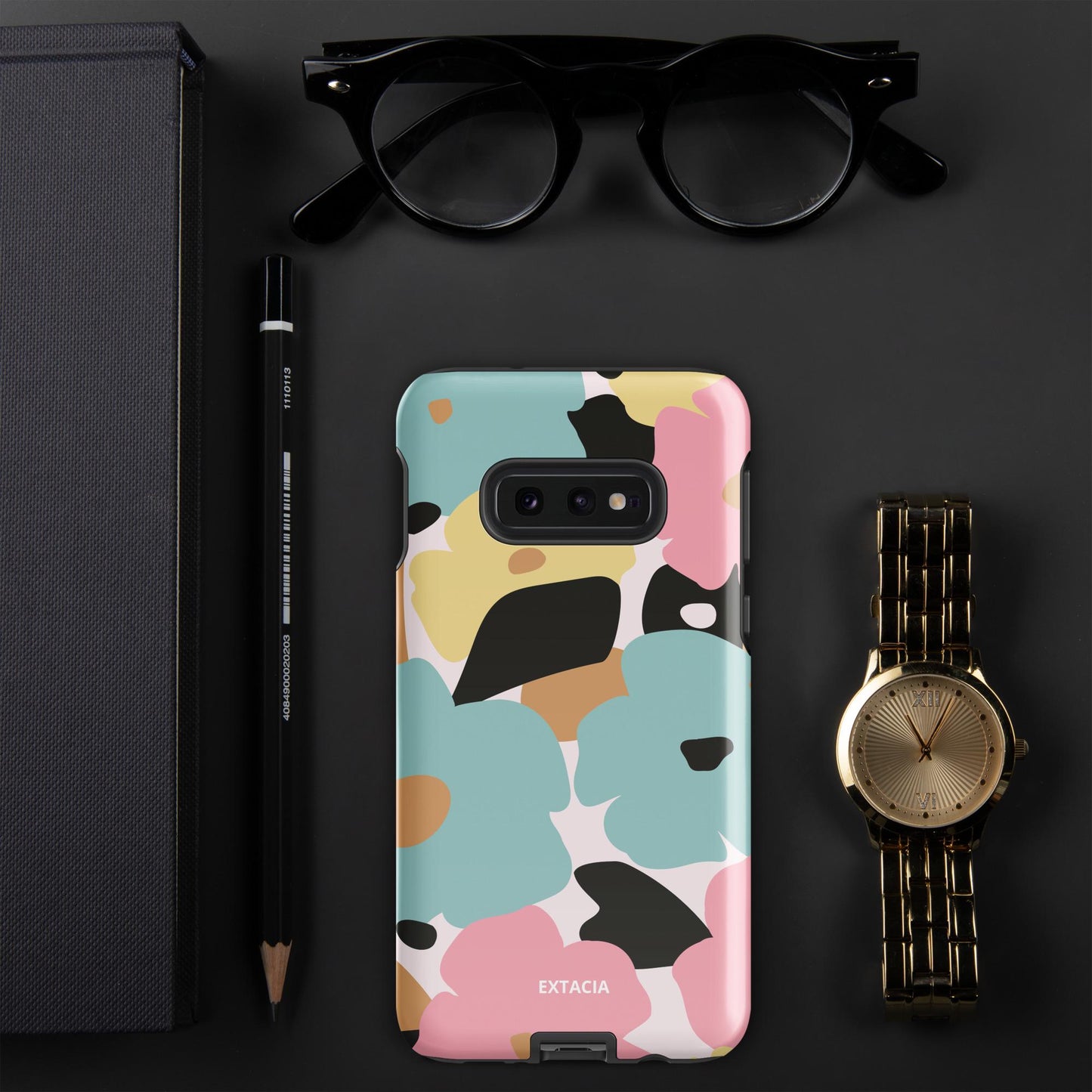 Coque Samsung rigide double-couche anti-choc – fleuri pastel minimaliste -  Détail angles renforcés coque anti-choc ExtaciaFrance