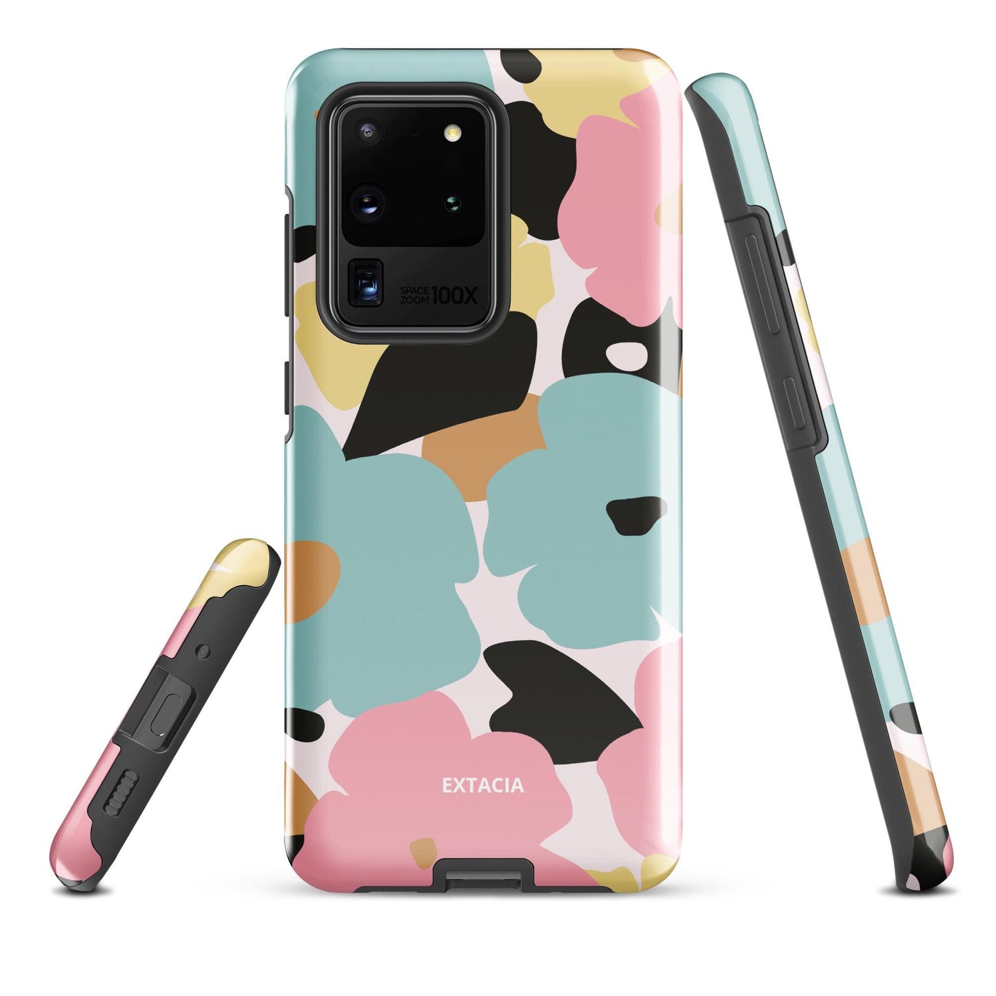 Coque Samsung rigide double-couche anti-choc – fleuri pastel minimaliste -  Smartphone équipé coque Samsung – prise en main confortable et stable