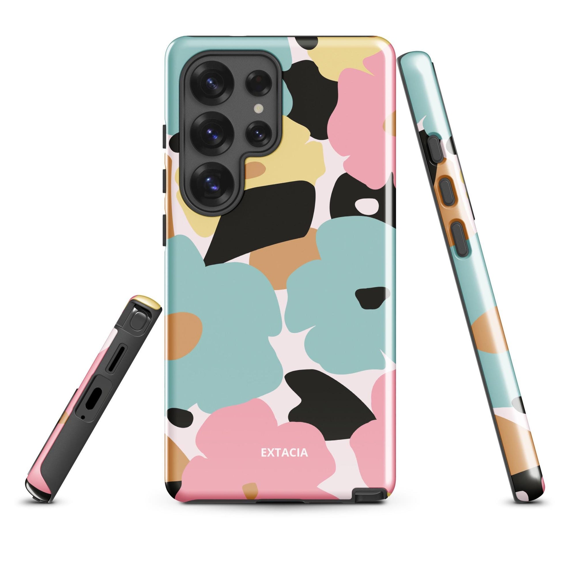 Coque Samsung rigide double-couche anti-choc – fleuri pastel minimaliste - vue de face, design élégant