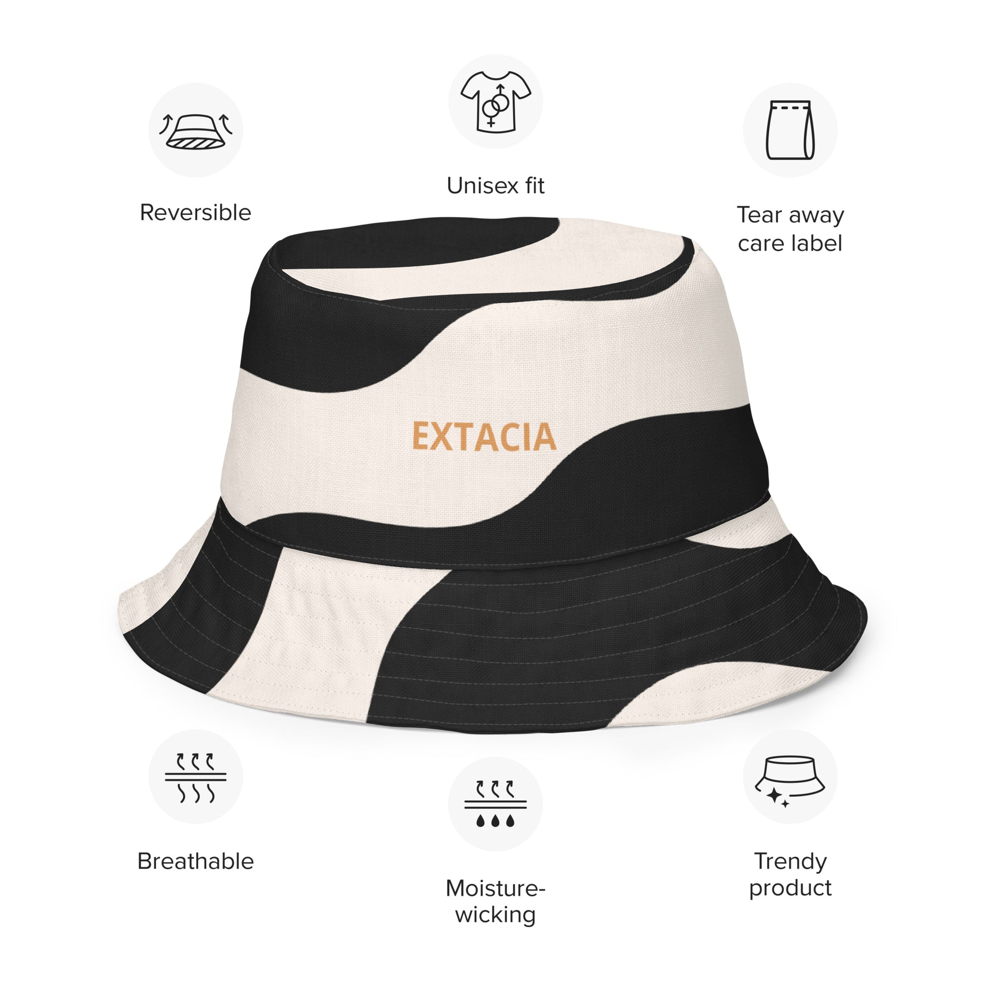 Détail des deux faces réversibles et de la texture du tissu, finition soignée - beige et noir – graphique minimaliste