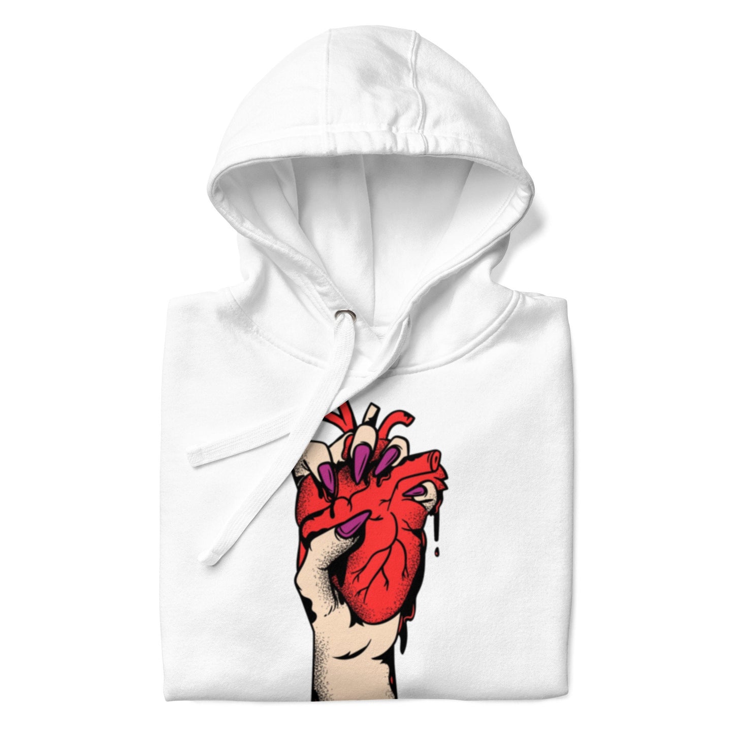 Détail du **motif imprimé** et trame coton, couture propre - blanc – Coeur déjà pris, rouge 