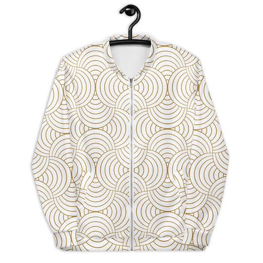 Détail du zip et des coutures, tissu technique léger et respirant, Blanc et Or