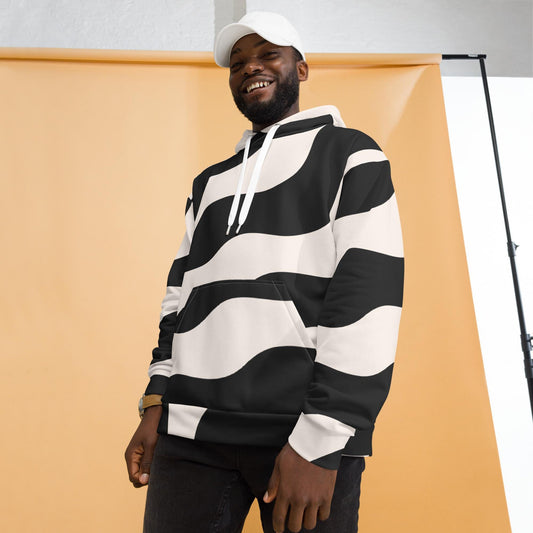 Détail matière polyester recyclé et coutures homme - beige et noir - graphique minimaliste