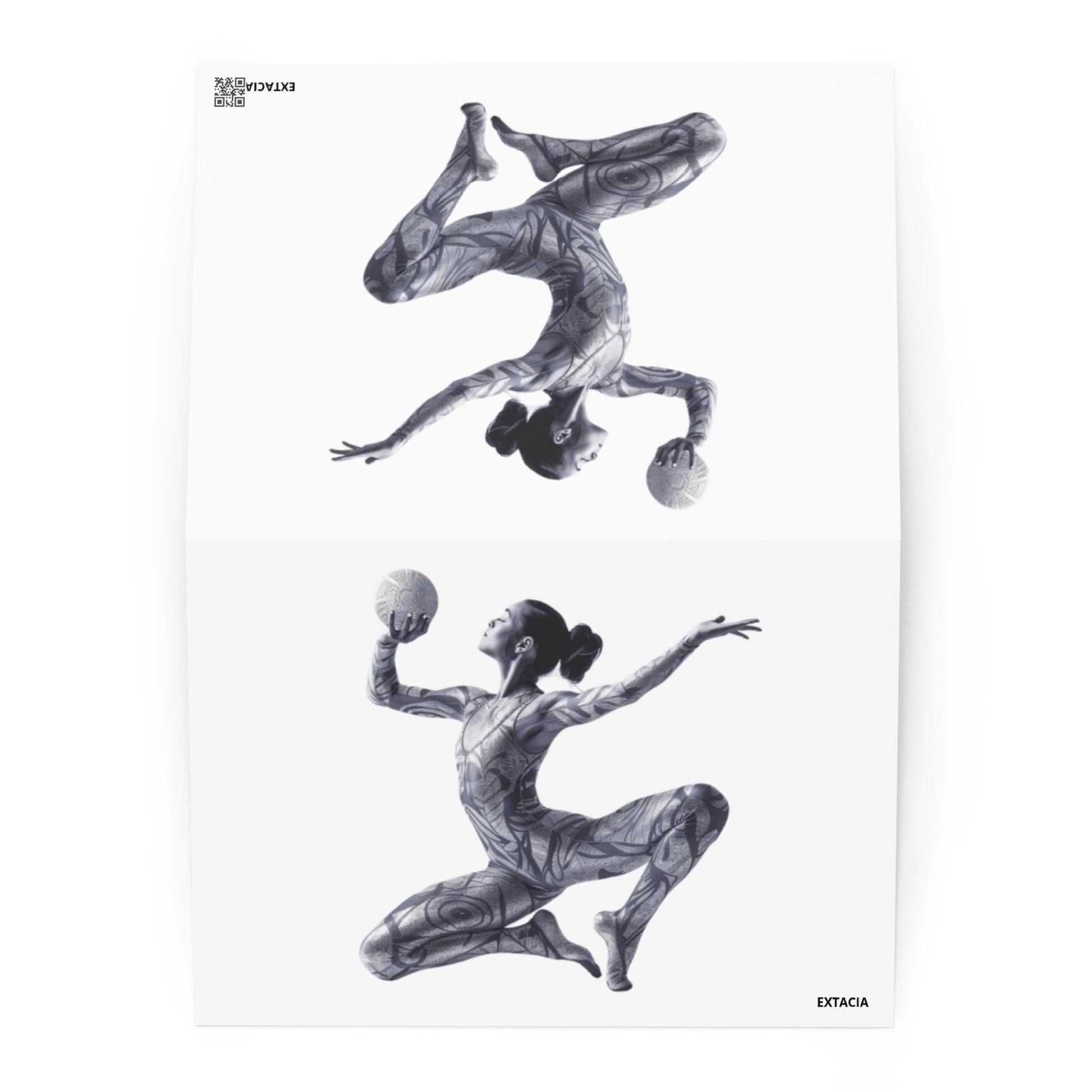 Gros plan angles et finitions, Carte de vœux A6 ILLUSTRATION GYMNASTE DANSEUSE 