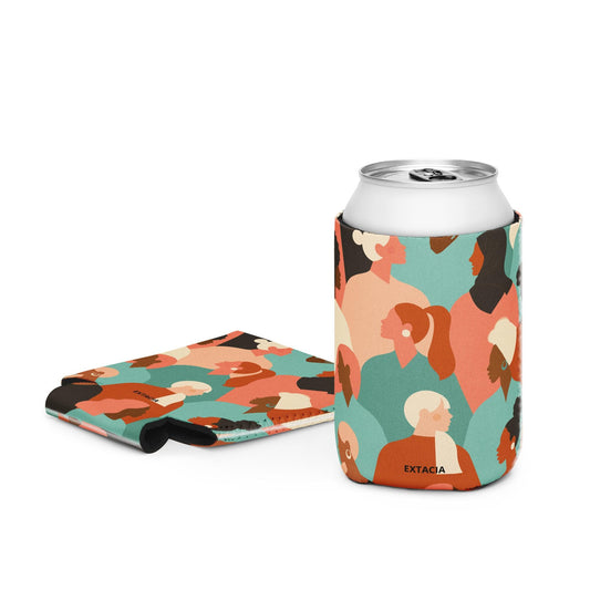 Housse isotherme manchon refroidisseur –  Pastel Orange Turquoise – Motif : Femmes du Monde Minimaliste – regular 12 oz - vue de face, design graphique