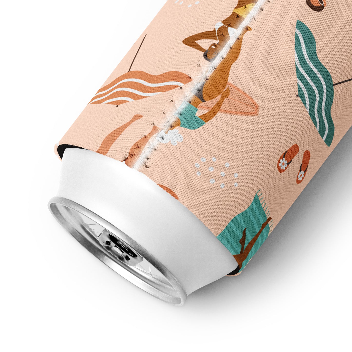 Housse isotherme manchon refroidisseur –  Saumon – Motif : Femmes du Monde Minimaliste – regular  - dos, finition soignée et couleur design