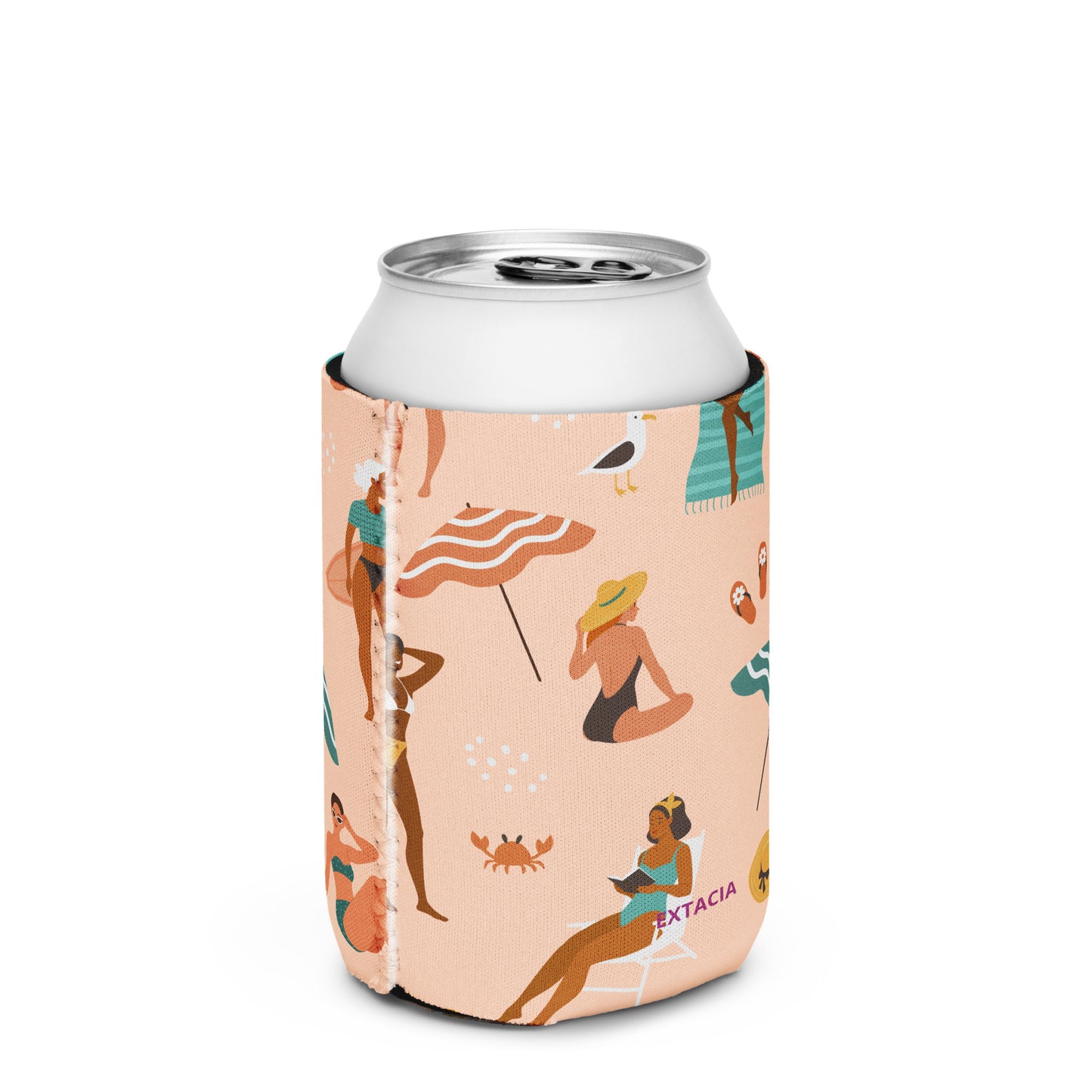 Housse isotherme manchon refroidisseur –  Saumon – Motif : Femmes du Monde Minimaliste – regular 12 oz - dos, finition soignée et couleur design