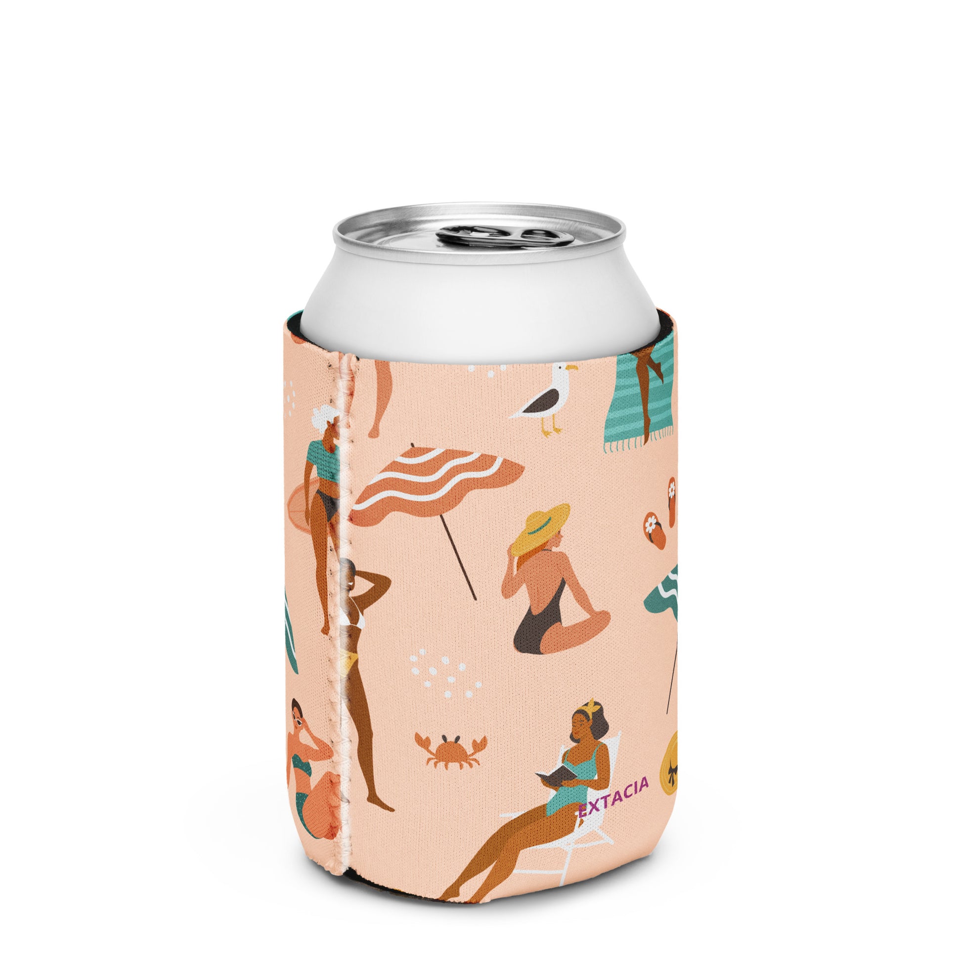 Housse isotherme manchon refroidisseur –  Saumon – Motif : Femmes du Monde Minimaliste – regular 12 oz - dos, finition soignée et couleur design