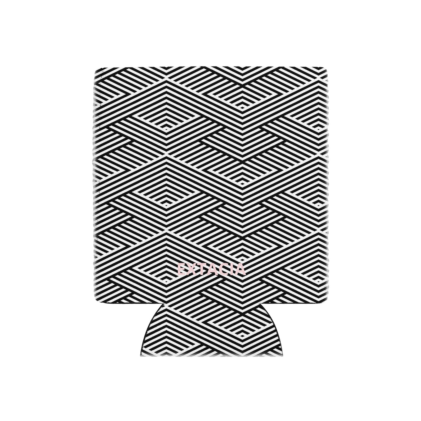 Housse isotherme manchon refroidisseur – blanc et noir à rayures graphique minimaliste - regular 12 oz - Détail tissu isolant et coutures – housse isotherme manchon refroidisseur ExtaciaFrance
