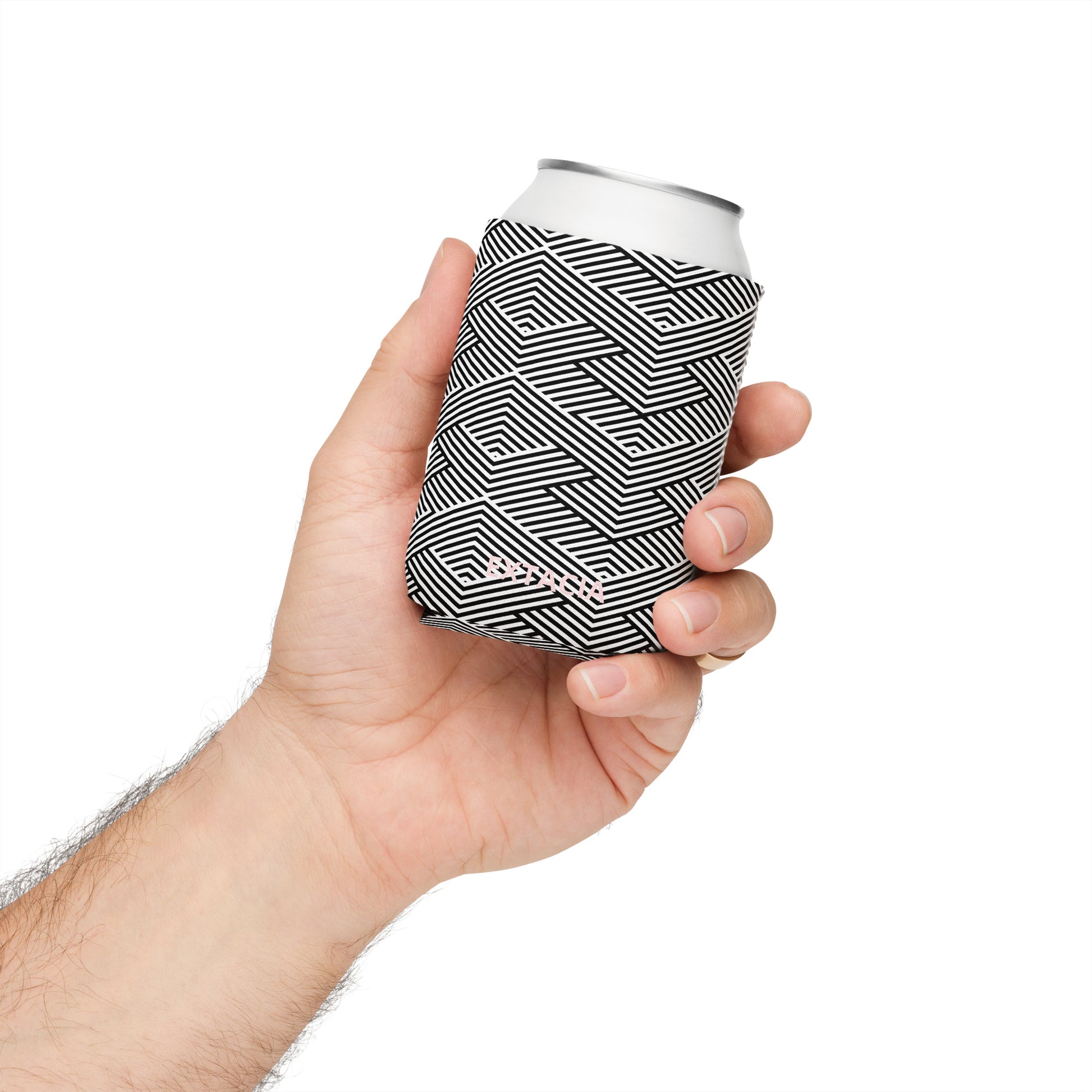 Housse isotherme manchon refroidisseur – blanc et noir à rayures graphique minimaliste - regular 12 oz - Housse isotherme pour bouteille/canette – profil, isolation renforcée ExtaciaFrance