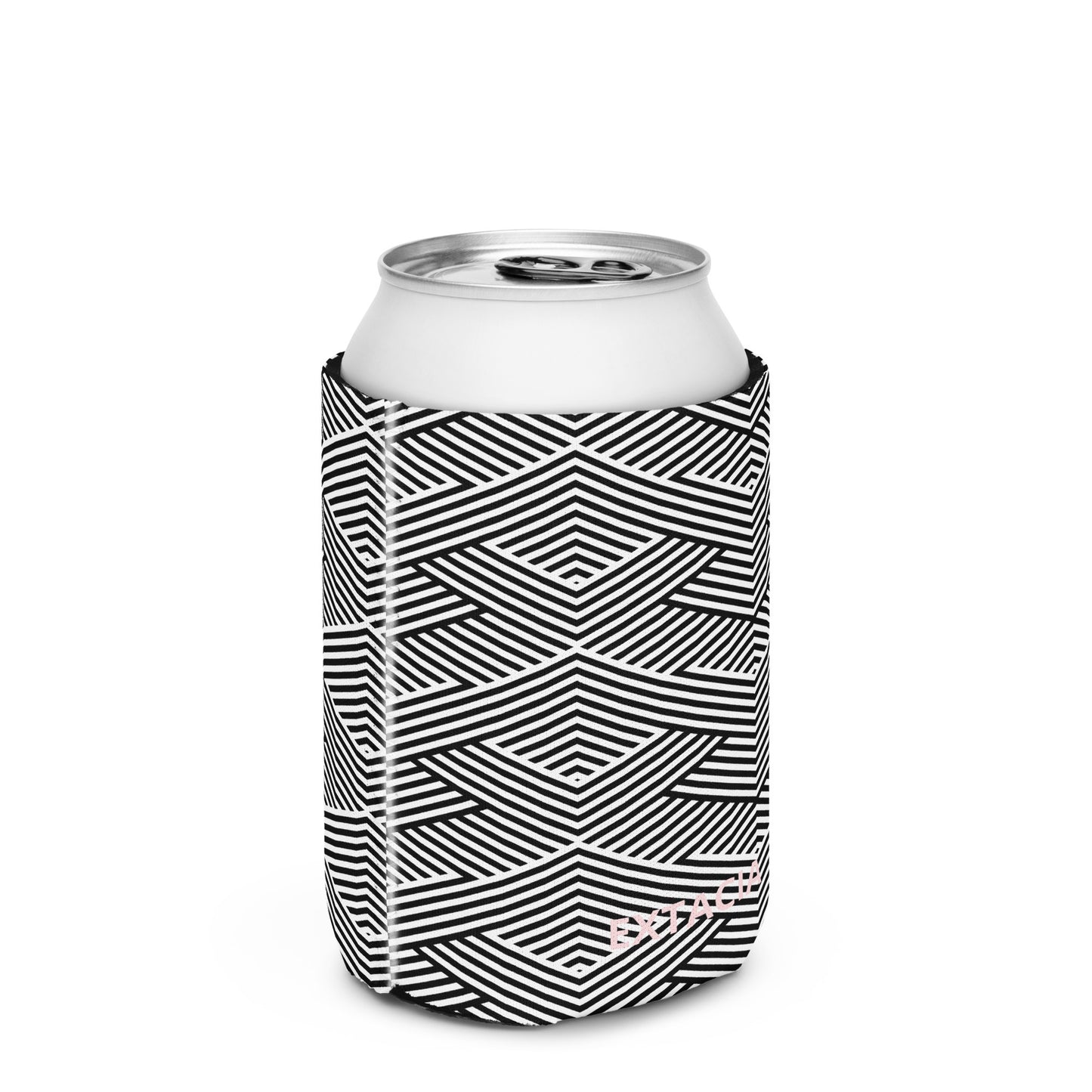 Housse isotherme manchon refroidisseur – blanc et noir à rayures graphique minimaliste - regular 12 oz - dos, finition soignée et couleur design