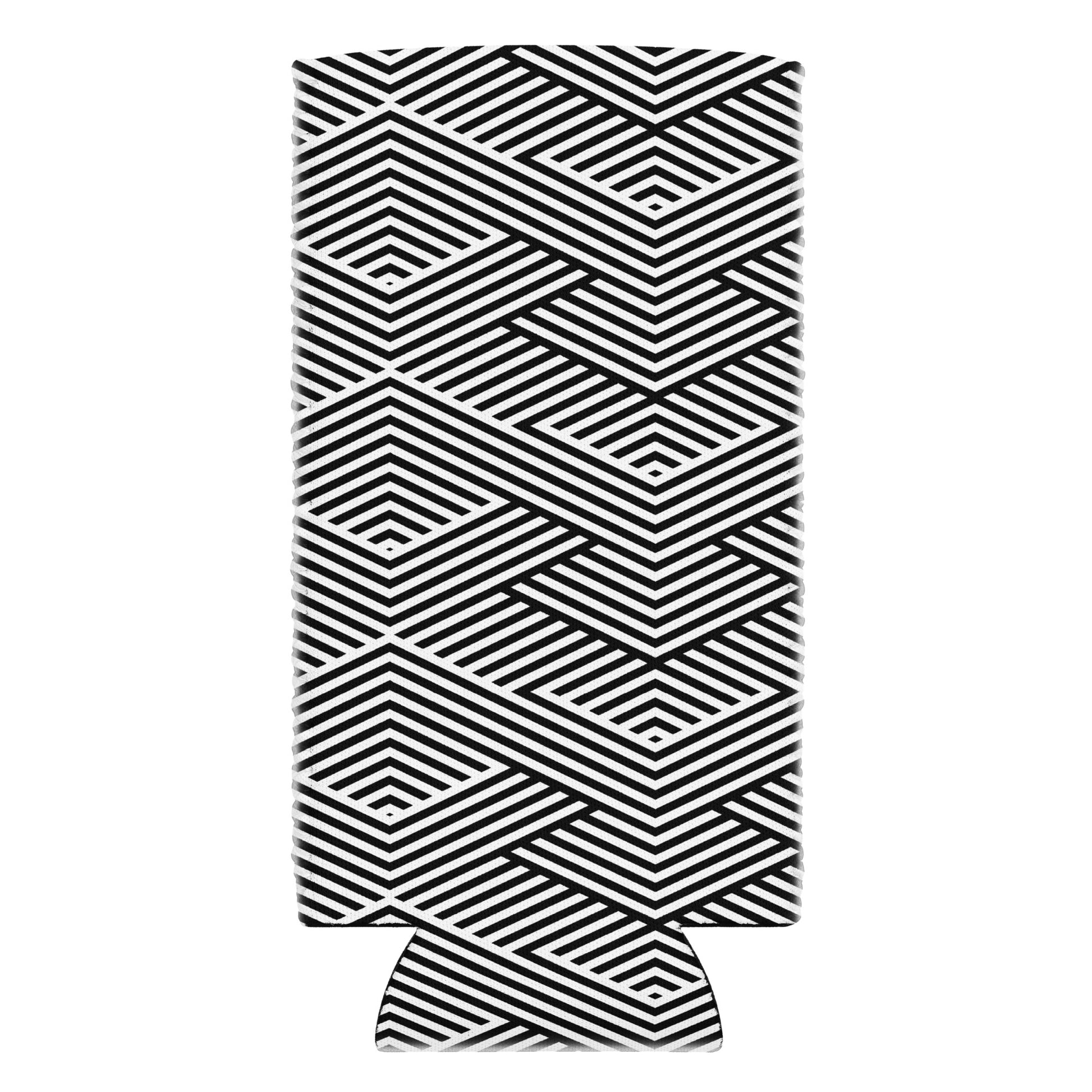 Housse isotherme manchon refroidisseur – blanc et noir à rayures graphique minimaliste - slim 12 oz - Canette ou bouteille équipée de la housse – protection anti-condensation et style contemporain