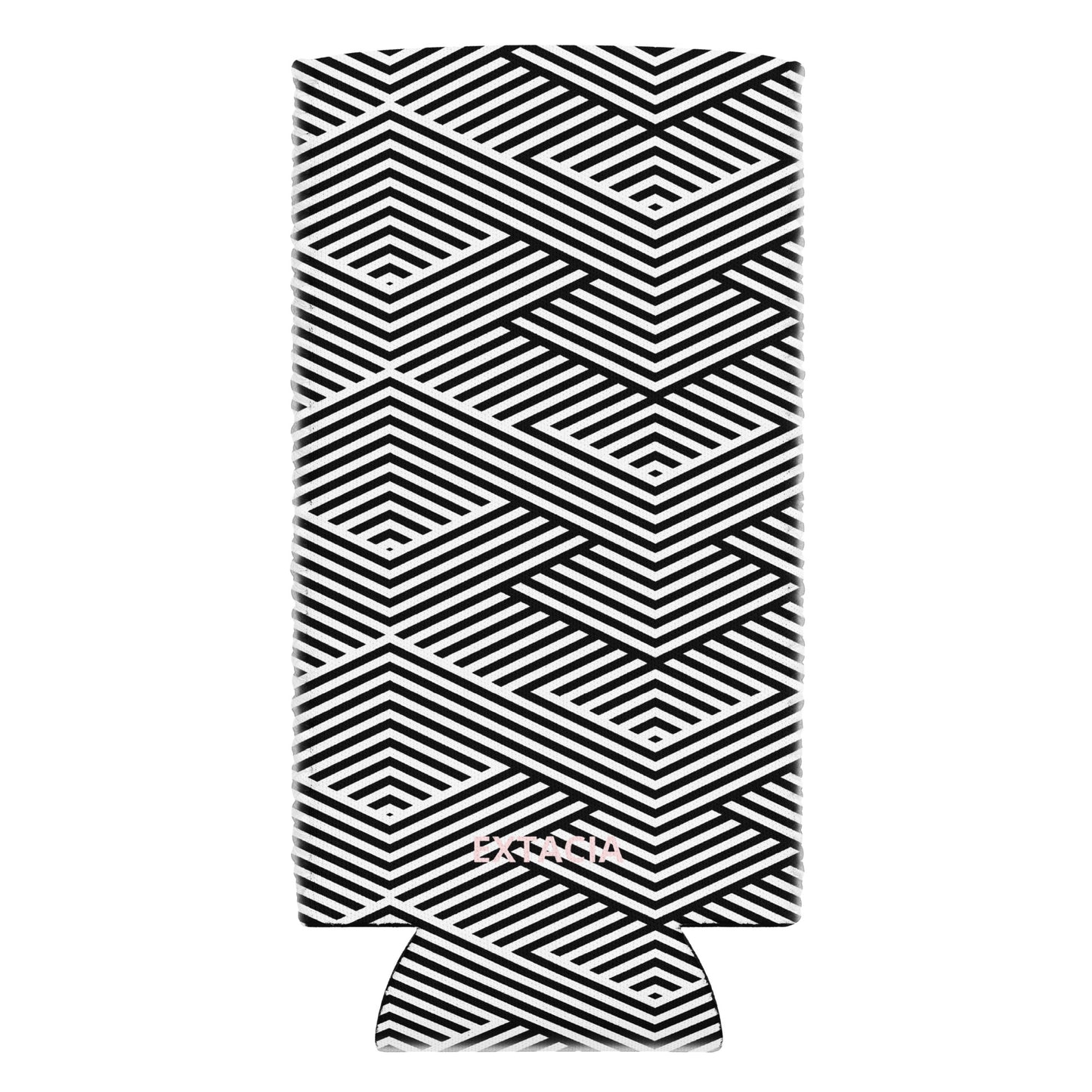 Housse isotherme manchon refroidisseur – blanc et noir à rayures graphique minimaliste - slim 12 oz - Détail tissu isolant et coutures – housse isotherme manchon refroidisseur ExtaciaFrance