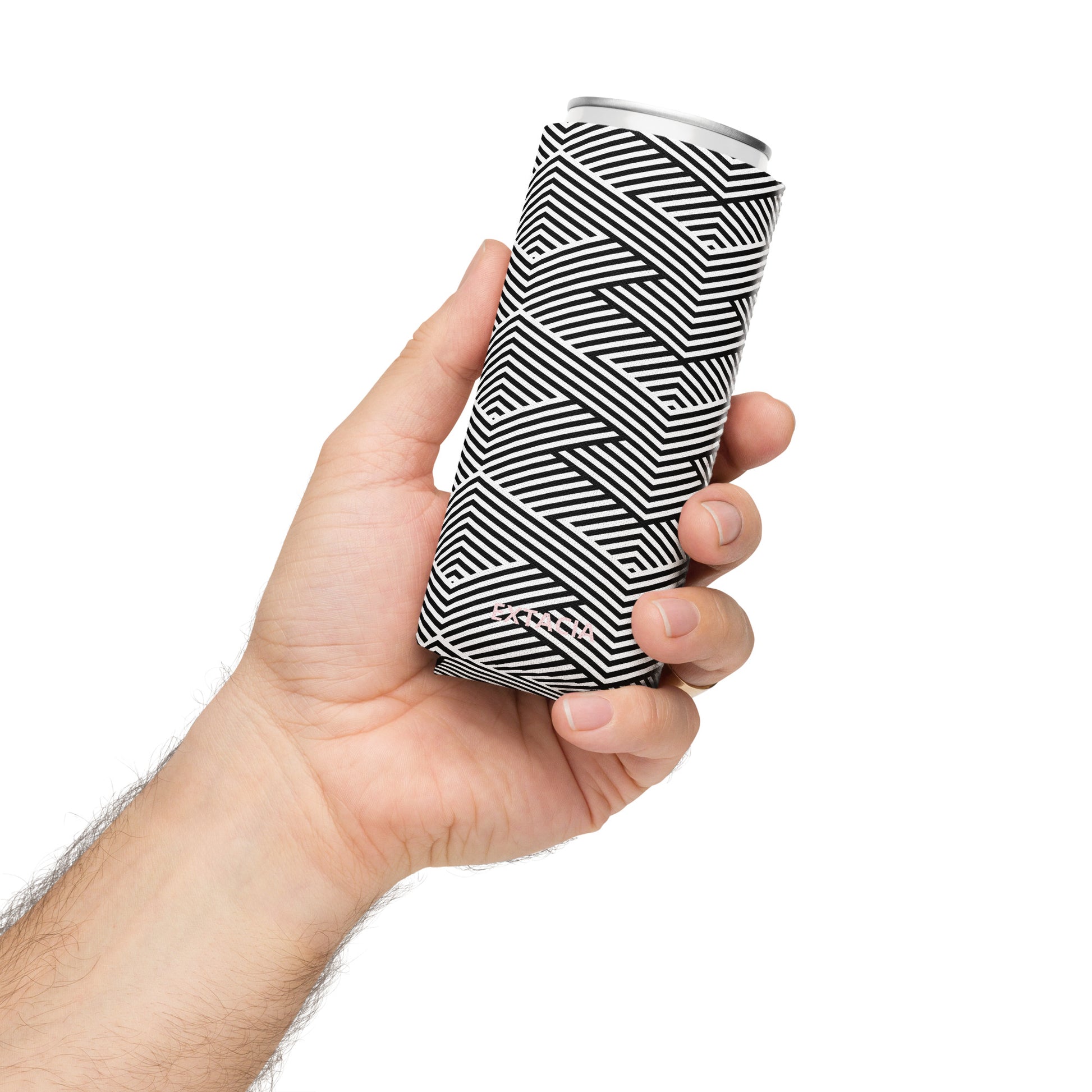 Housse isotherme manchon refroidisseur – blanc et noir à rayures graphique minimaliste - slim 12 oz - Housse isotherme pour bouteille/canette – profil, isolation renforcée ExtaciaFrance