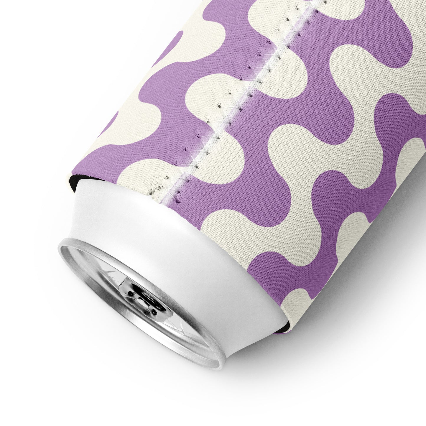 Housse isotherme manchon refroidisseur – blanc et violet à ondulations graphique minimaliste - regular - dos, finition soignée et couleur design