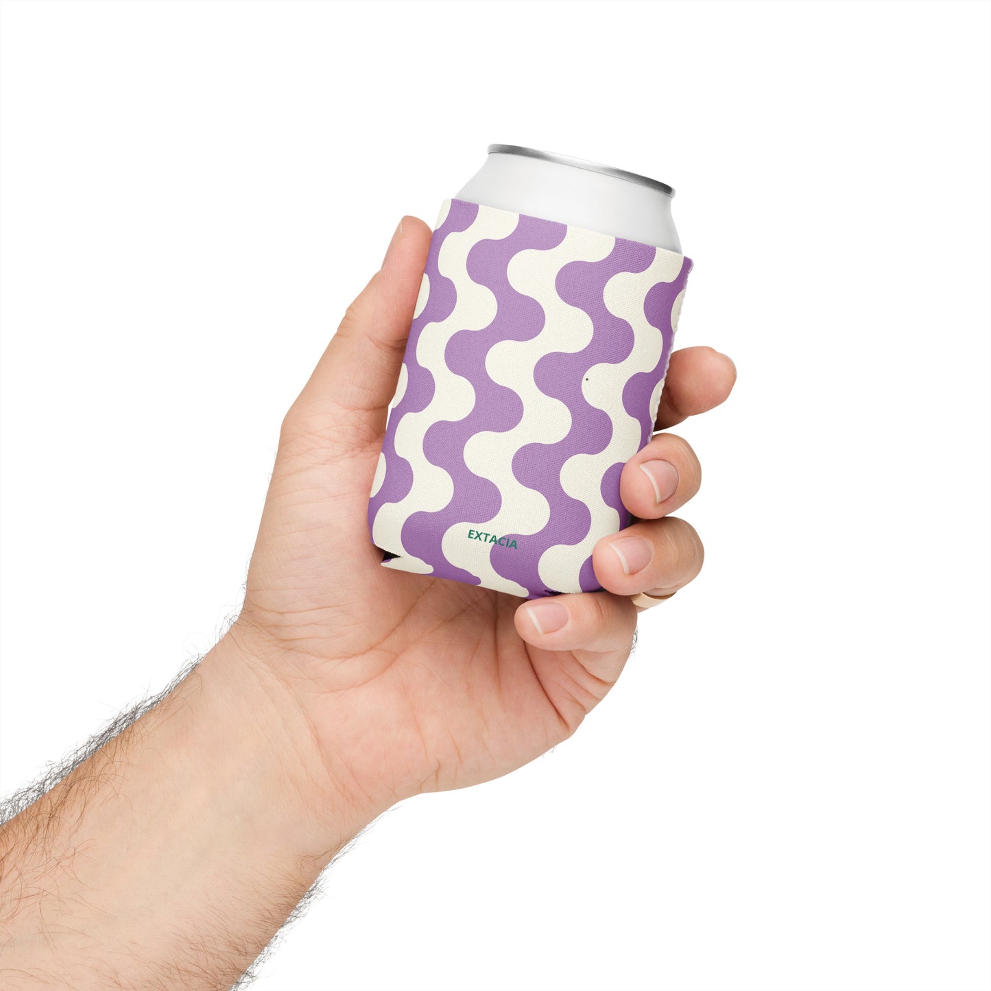 Housse isotherme manchon refroidisseur – blanc et violet à ondulations graphique minimaliste - regular 12 oz - Housse isotherme pour bouteille/canette – profil, isolation renforcée ExtaciaFrance