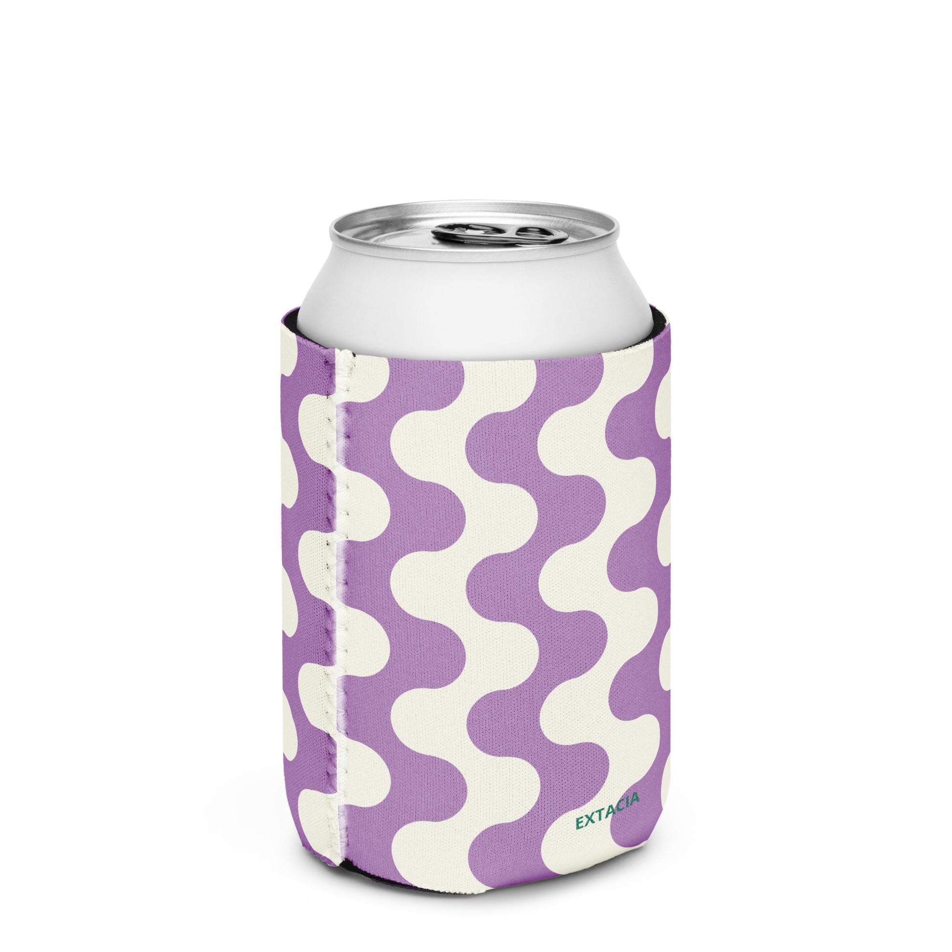 Housse isotherme manchon refroidisseur – blanc et violet à ondulations graphique minimaliste - regular 12 oz - dos, finition soignée et couleur design