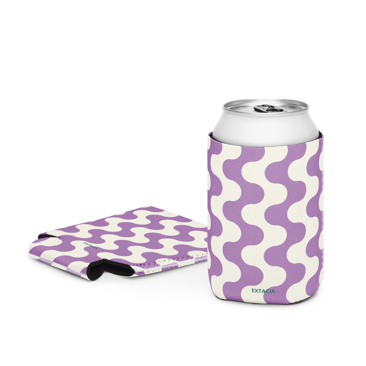 Housse isotherme manchon refroidisseur – blanc et violet à ondulations graphique minimaliste - regular 12 oz - vue de face, design graphique