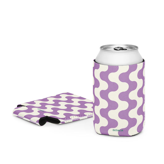 Housse isotherme manchon refroidisseur – blanc et violet à ondulations graphique minimaliste - regular 12 oz - vue de face, design graphique