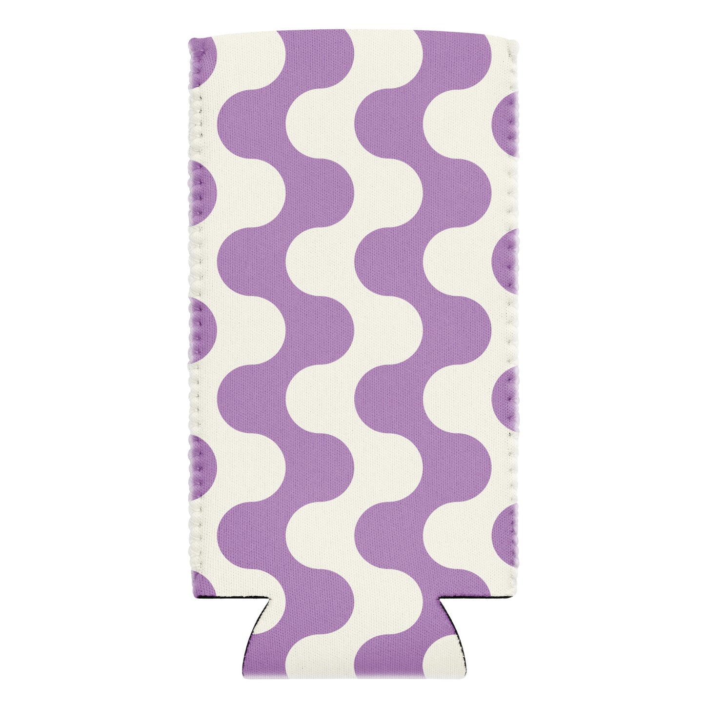 Housse isotherme manchon refroidisseur – blanc et violet à ondulations graphique minimaliste - slim 12 oz - Canette ou bouteille équipée de la housse – protection anti-condensation et style contemporain