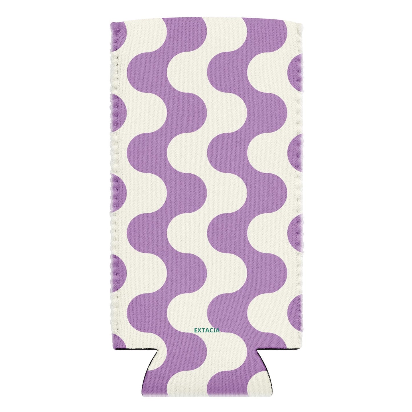 Housse isotherme manchon refroidisseur – blanc et violet à ondulations graphique minimaliste - slim 12 oz - Détail tissu isolant et coutures – housse isotherme manchon refroidisseur ExtaciaFrance