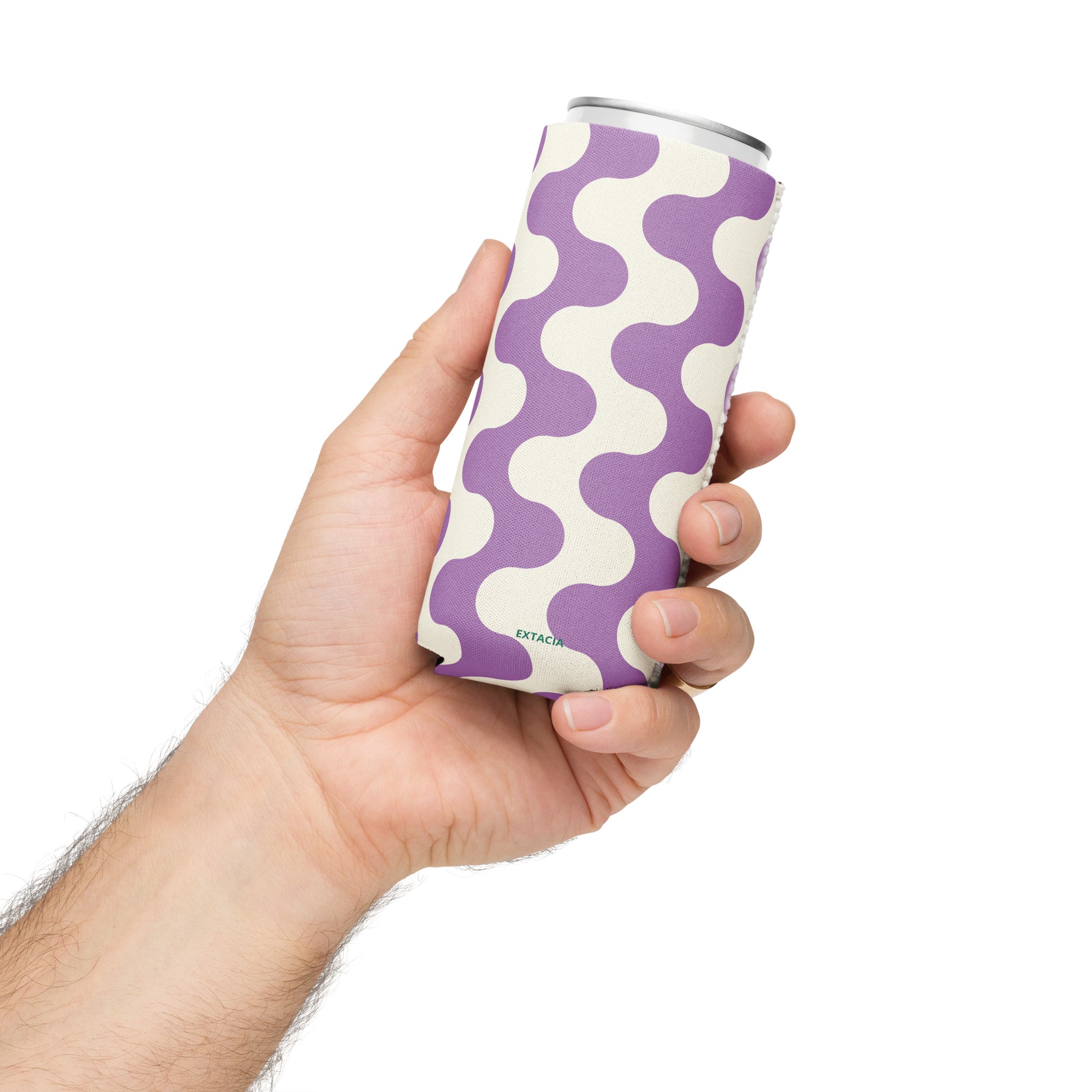 Housse isotherme manchon refroidisseur – blanc et violet à ondulations graphique minimaliste - slim 12 oz - Housse isotherme pour bouteille/canette – profil, isolation renforcée ExtaciaFrance