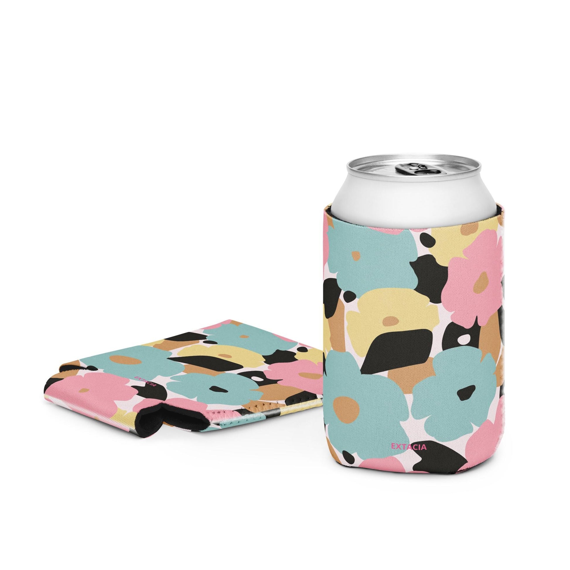 Housse isotherme manchon refroidisseur – fleuri pastel nature minimaliste - regular 12 oz - vue de face, design graphique