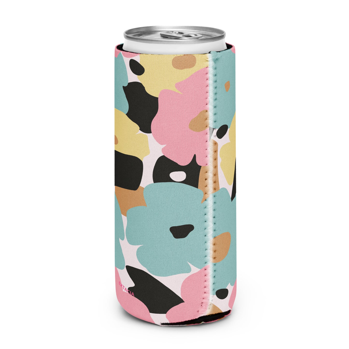 Housse isotherme manchon refroidisseur – fleuri pastel nature minimaliste - slim 12 oz - dos, finition soignée et couleur design