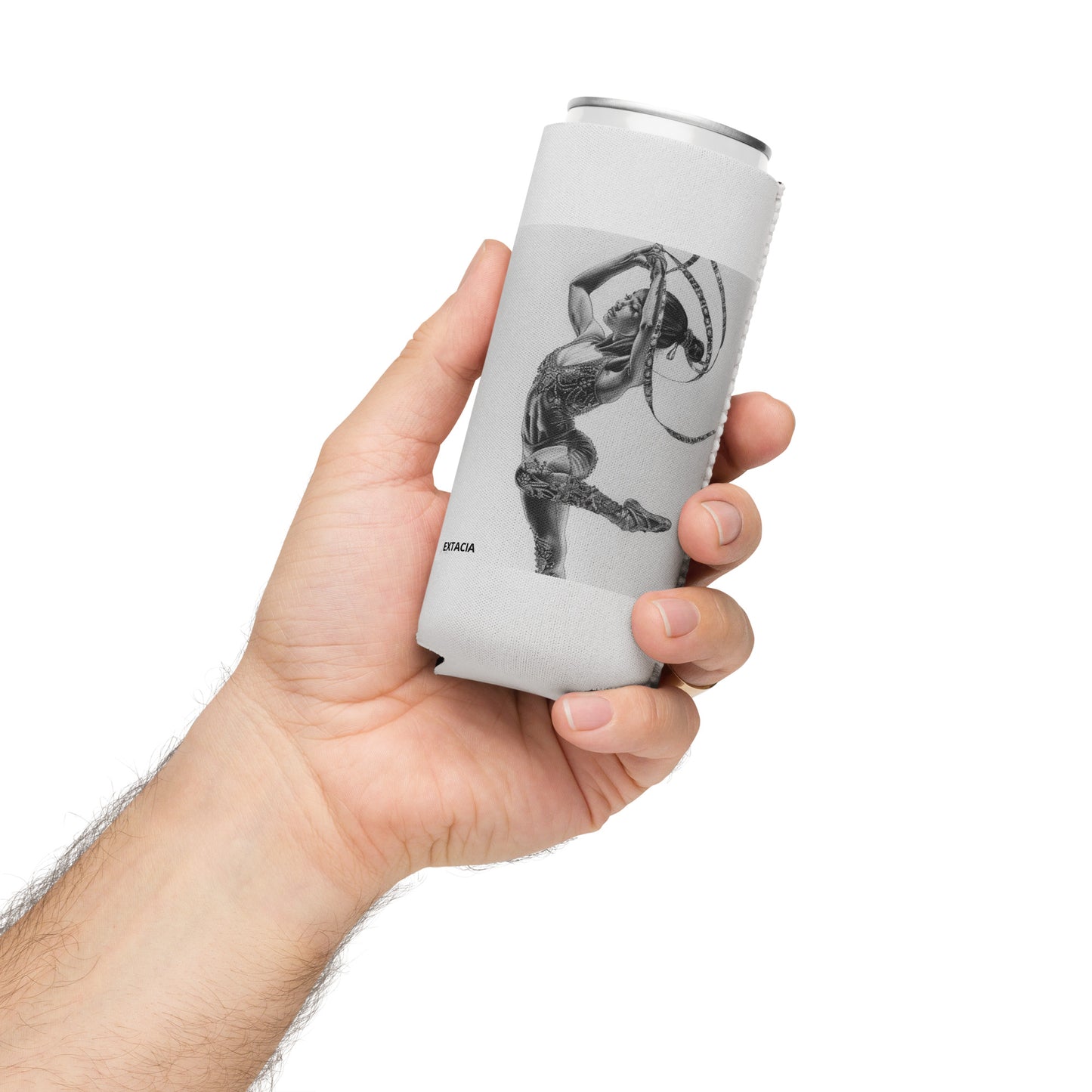 Housse isotherme manchon refroidisseur – gris, motif gymnaste danseuse - slim 12 oz - Housse isotherme pour bouteille/canette – profil, isolation renforcée ExtaciaFrance