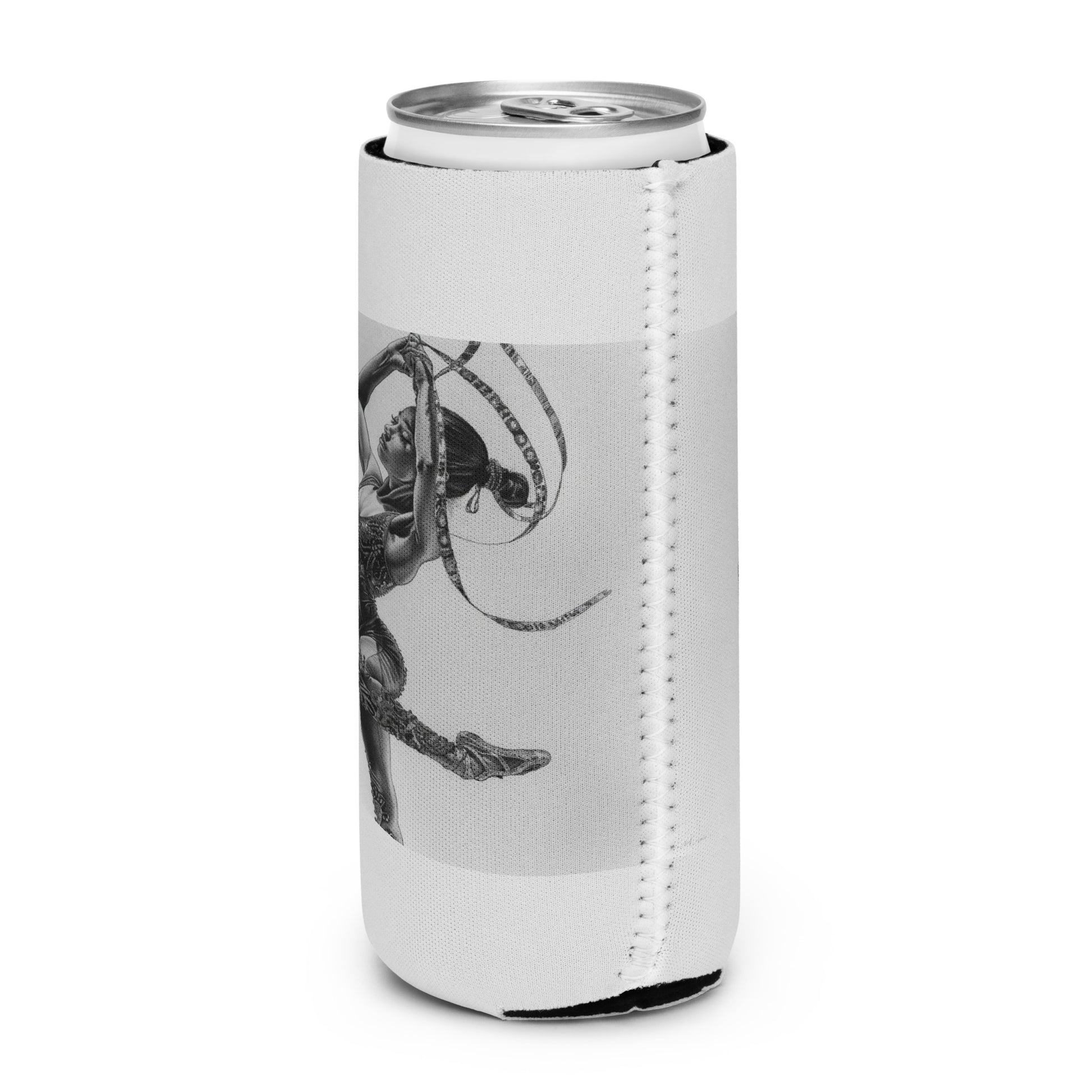 Housse isotherme manchon refroidisseur – gris, motif gymnaste danseuse - slim 12 oz - dos, finition soignée et couleur design