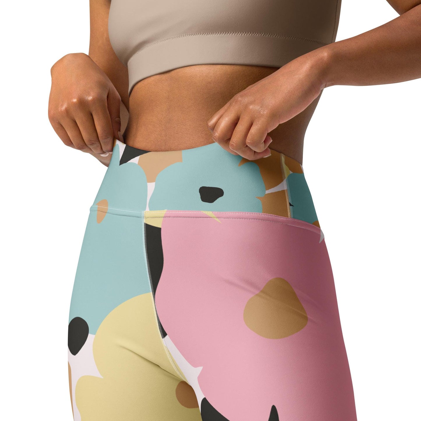 Legging de yoga femme fleuri pastel - imprimé minimaliste - Ourlets/ceinture, legging 