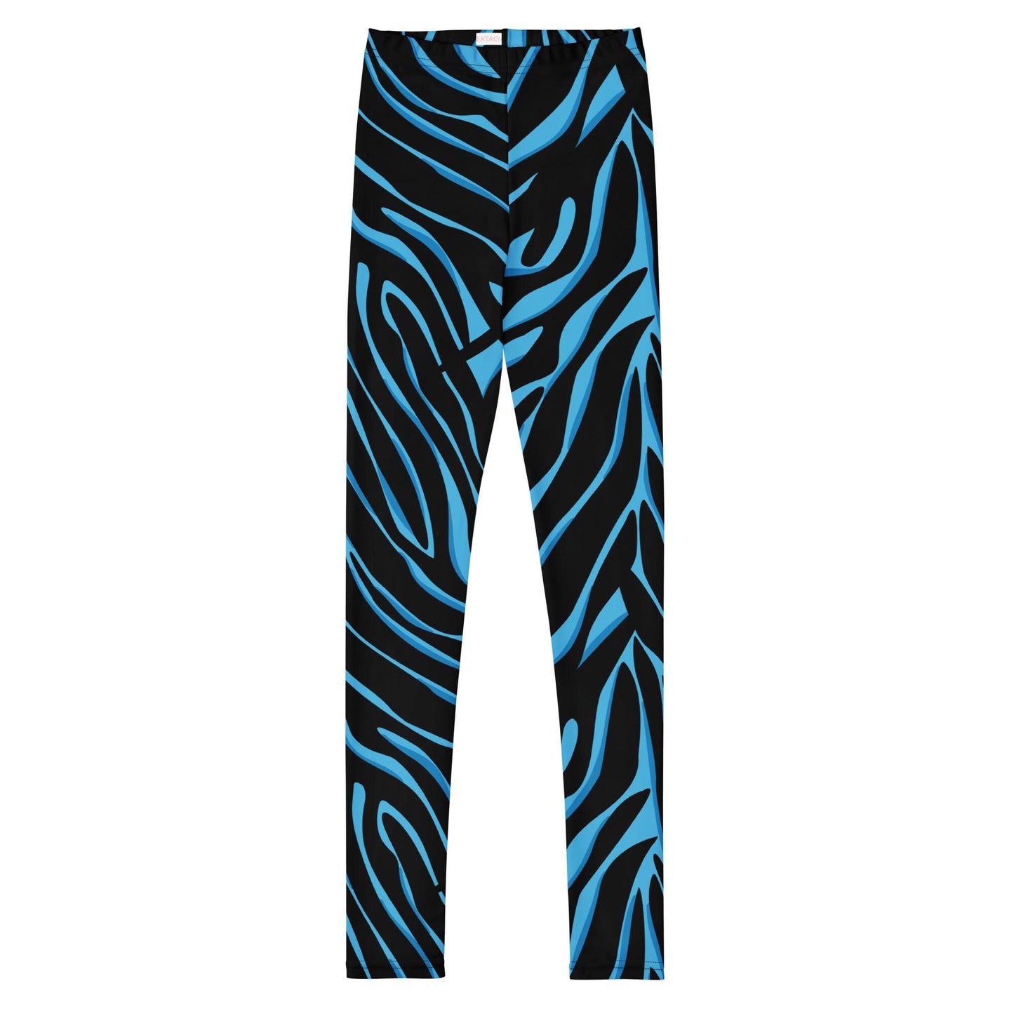 Legging fille ado -bleu et noir imprimé animal minimaliste – Ceinture et ourlets