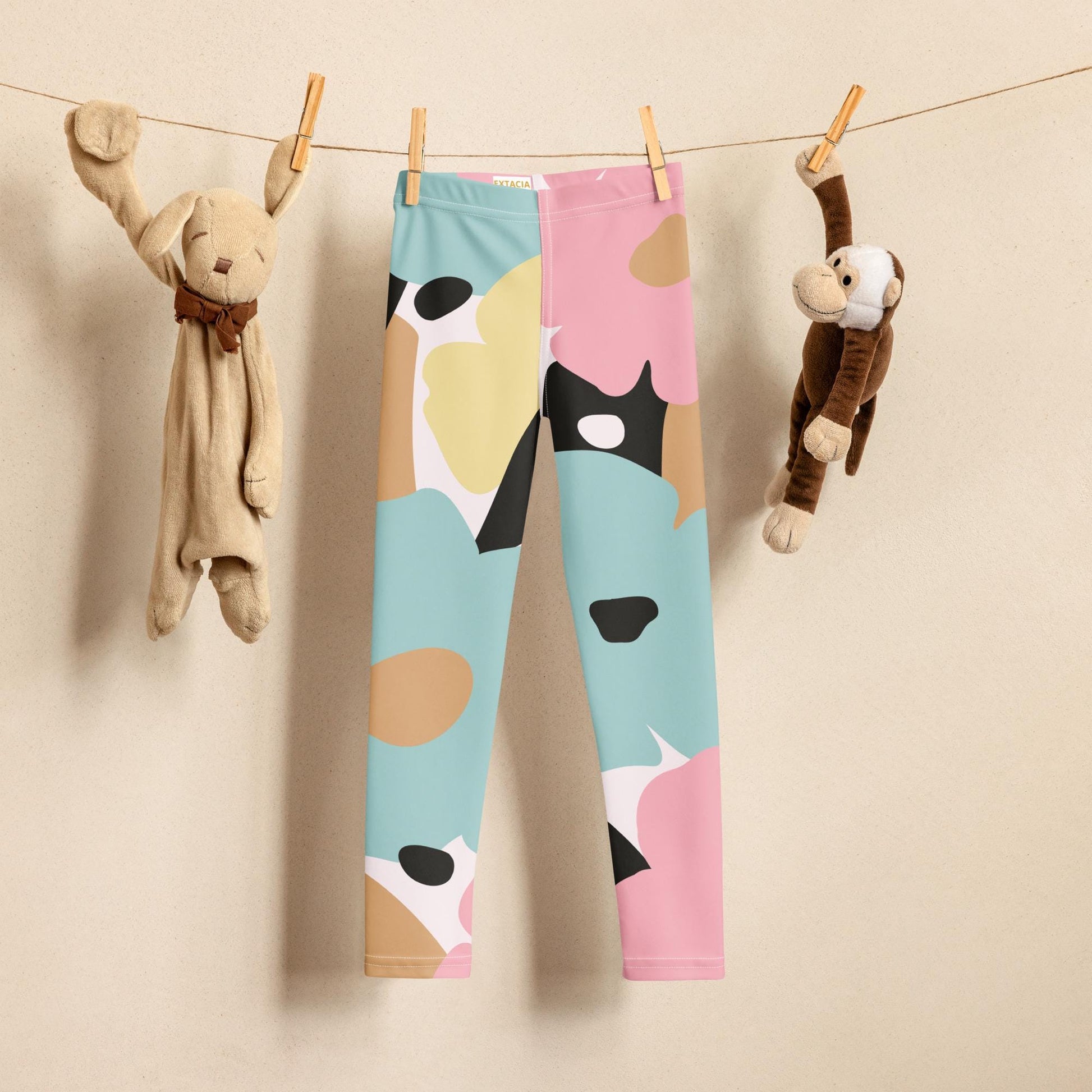 Leggings petite fille – Détail matière **stretch** et ceinture confortable - fleuri pastel - motif gymnaste danseuse 