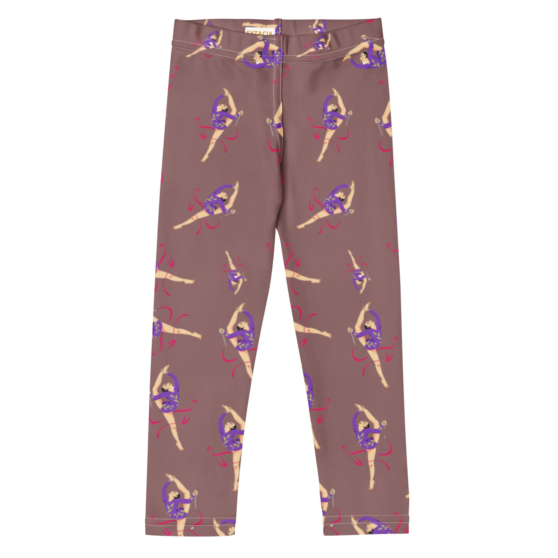 Leggings petite fille – Ourlets et coutures, leggings - vieux rose - motif gymnaste danseuse