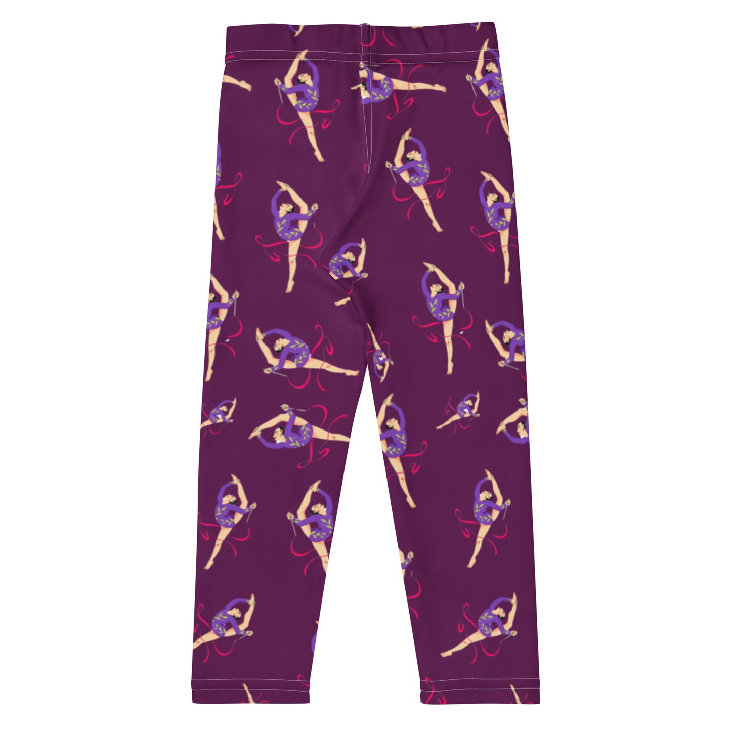 Leggings petite fille portés –  Ourlets et coutures, leggings - Mauve - motif gymnaste danseuse 
