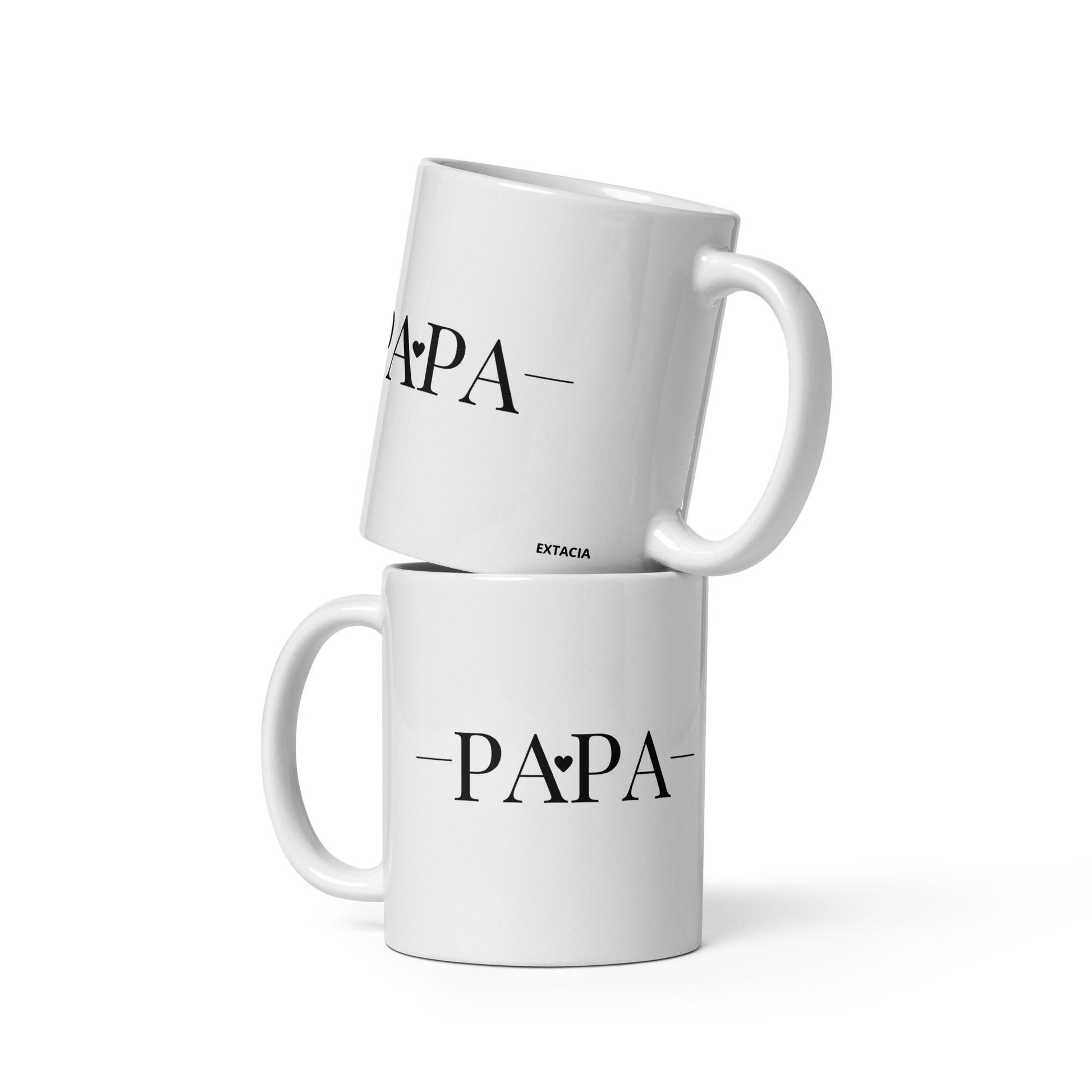 Mug en céramique 11 oz - blanc papa – vue arrière, format généreux pour boisson chaude