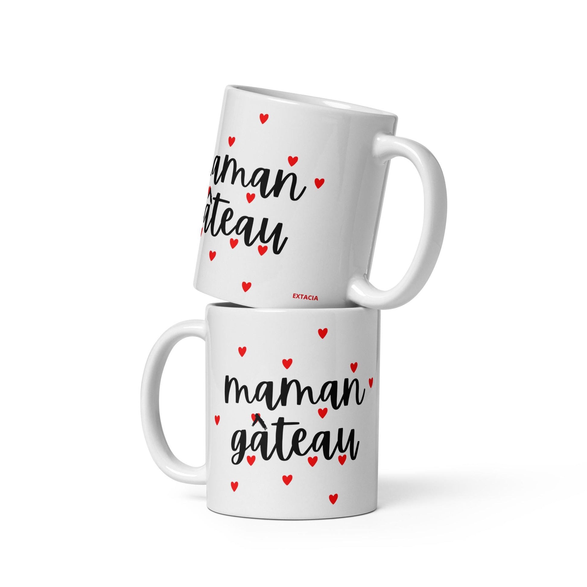 Mug en céramique 11 oz design graphique –  Maman gâteau – vue arrière, format généreux pour boisson chaude