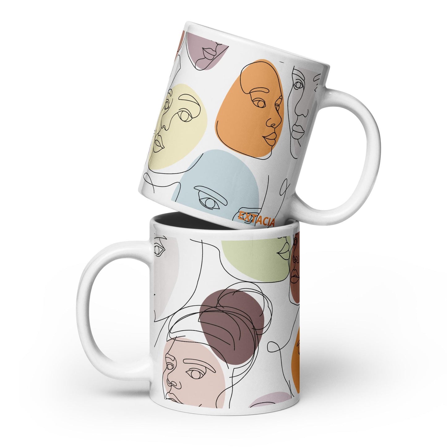 Mug en céramique 20 oz design - blanc - calligraphie minimaliste – vue de face, finition élégante