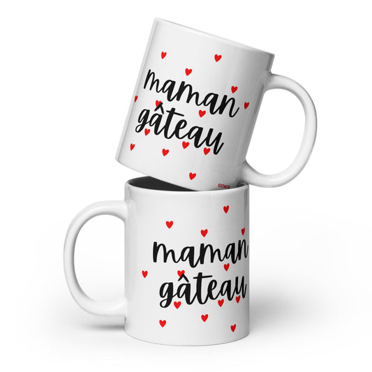 Mug en céramique 20 oz design graphique –  Maman gâteau – vue de face, finition élégante