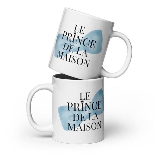 Mug en céramique 20 oz design graphique – blanc - le prince de la maison – vue de face, finition élégante