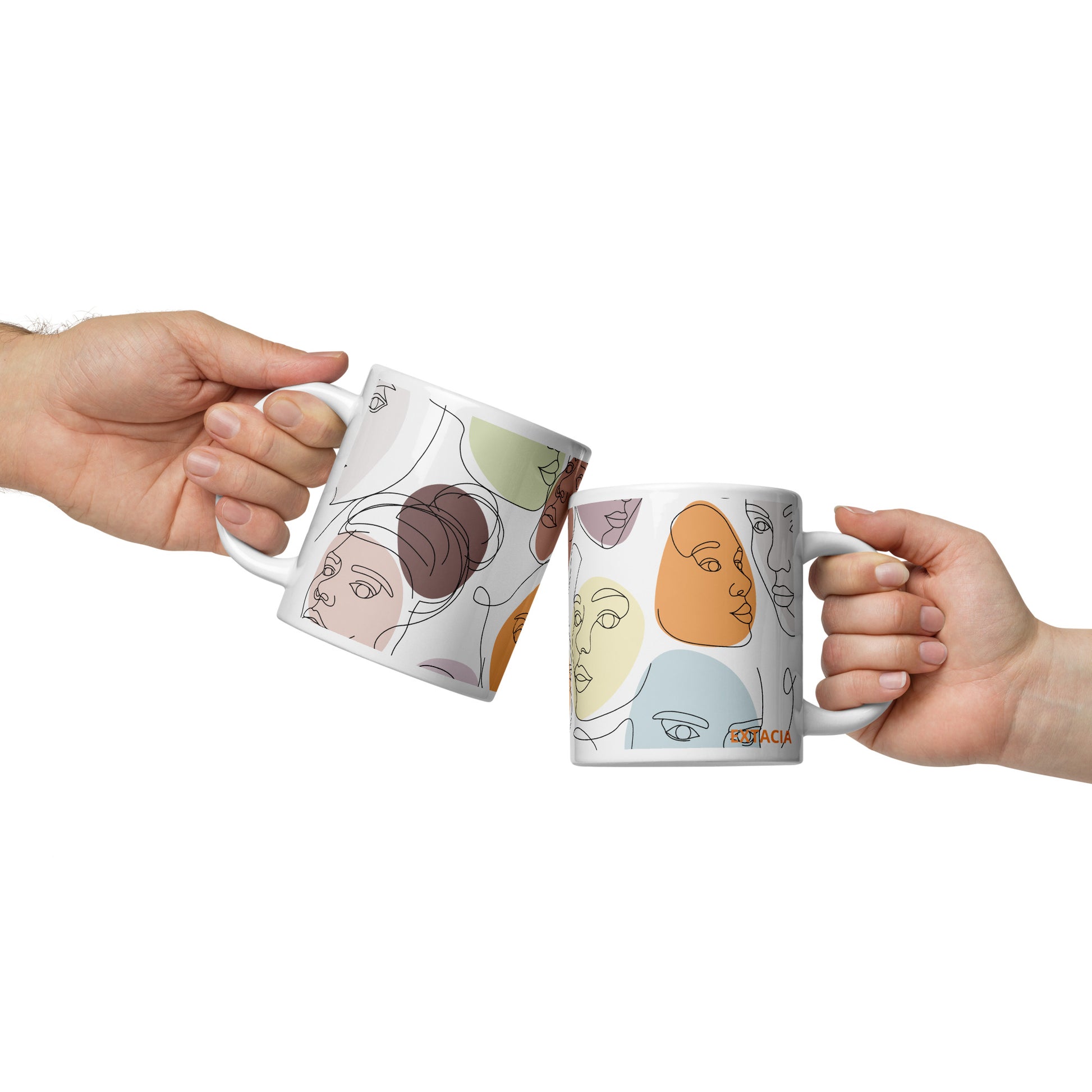 Mug en céramique design - blanc - calligraphie minimaliste – Mug en céramique posé sur un bureau – usage quotidien au travail