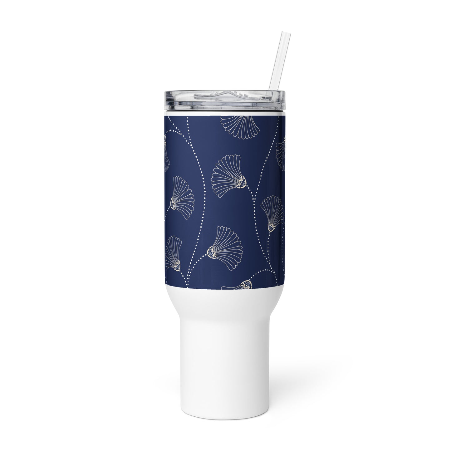 Mug isotherme inox avec anse – bleu fleuri, nature minimaliste – mug isotherme inox bureau & voyage