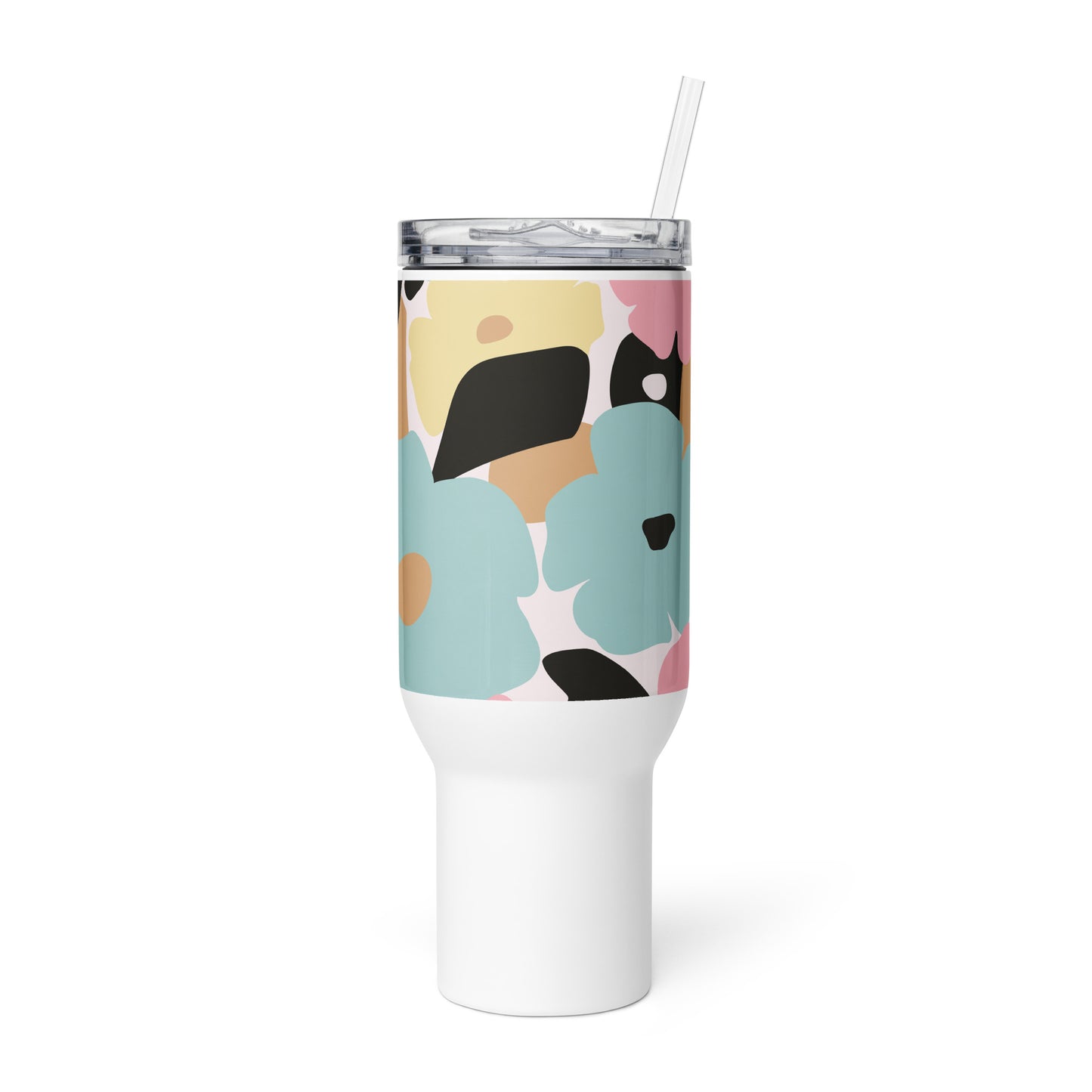 Mug isotherme inox avec anse – fleuri pastel, nature minimaliste – mug isotherme inox bureau & voyage