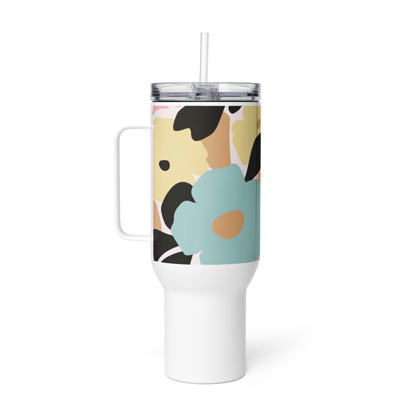 Mug isotherme inox avec anse – fleuri pastel, nature minimaliste – mug isotherme inox robustesse & hygiène