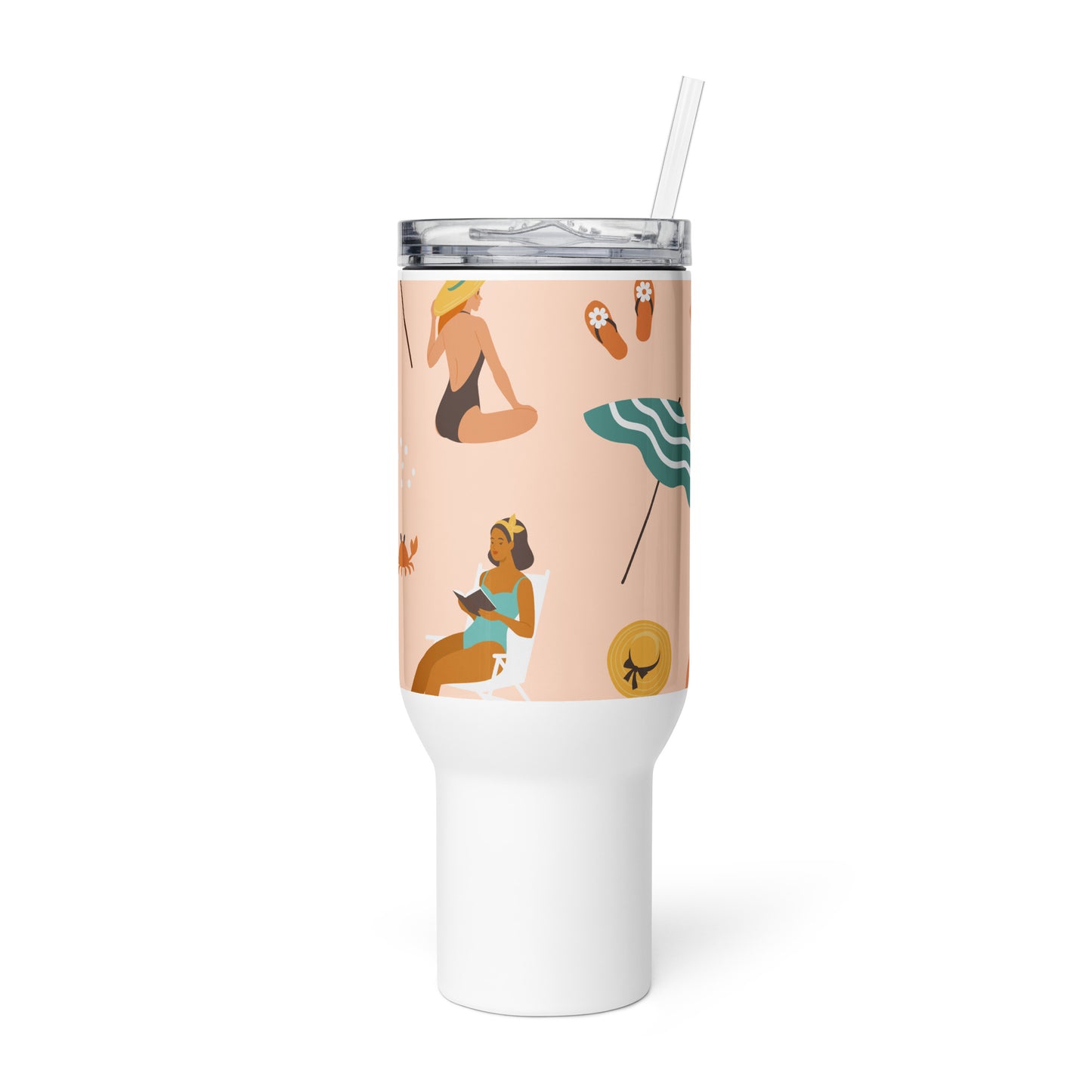 Mug isotherme inox avec anse – saumon imprimé, femmes du monde minimaliste – mug isotherme inox bureau & voyage