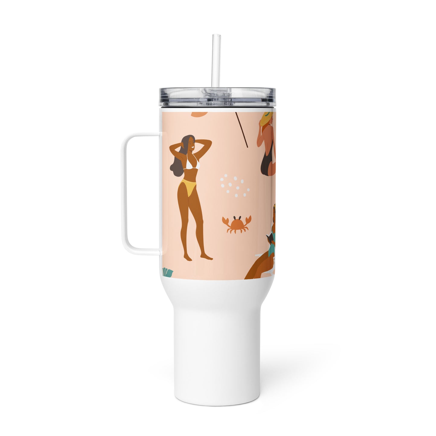 Mug isotherme inox avec anse – saumon imprimé, femmes du monde minimaliste – mug isotherme inox robustesse & hygiène